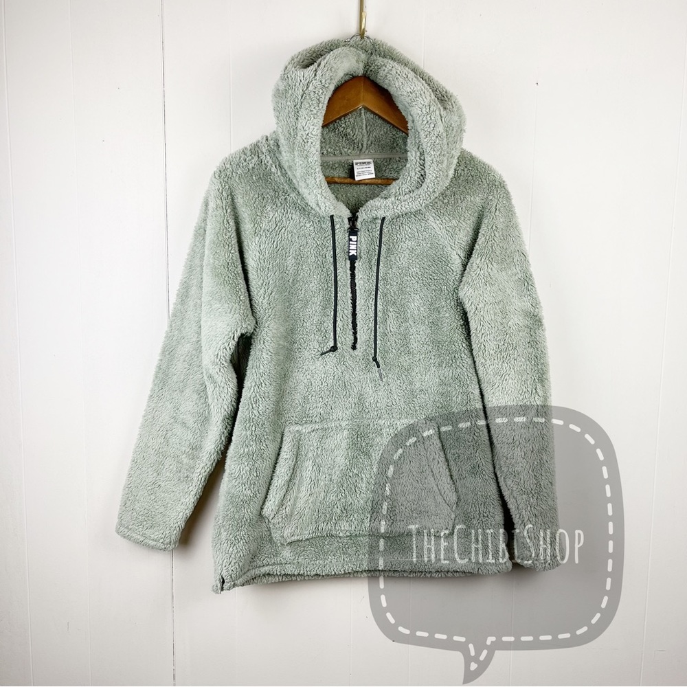 Pink Victoria Secret Sherpa teddy Fleece Sweatshirt sz Small